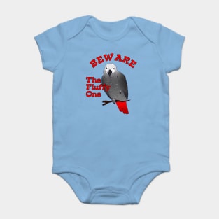 African Grey Parrot ~ Beware the Fluffy One Baby Bodysuit